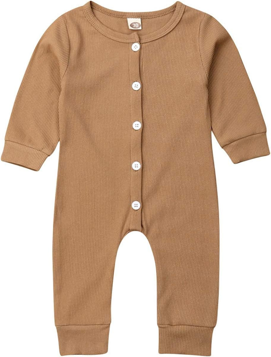 Kuriozud Newborn Unisex Baby Boy Girl Button Romper One Piece Jumpsuit Clothes | Amazon (US)