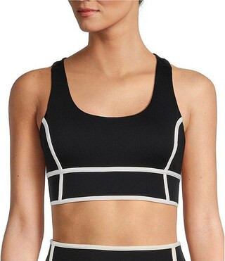 Antonio Melani Active Action Long Line Medium Impact Contrast Trim Coordinating Sports Bra | Dill... | Dillard's