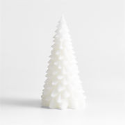 White 13" Christmas Tree Candle | Crate & Barrel | Crate & Barrel