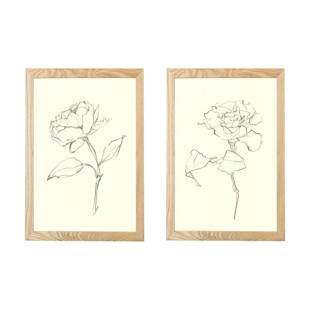 My Texas House - Floral Contour Study Framed Wall Art Print Set - 16x24 | Walmart (US)