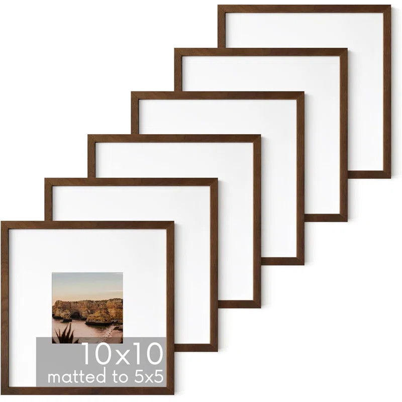 Brown Solid Wood Matte Picture Frame - Set of 6 with Mat (Set of 6) | Wayfair North America
