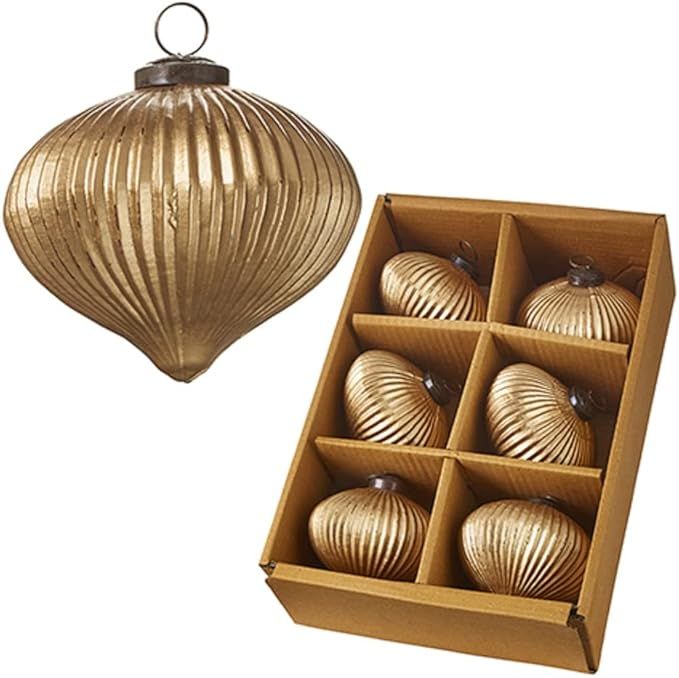 RAZ Imports 4200704 Box of Gold Ball Ornament, 4.5-inch Height, Glass, Set of 6 | Amazon (US)
