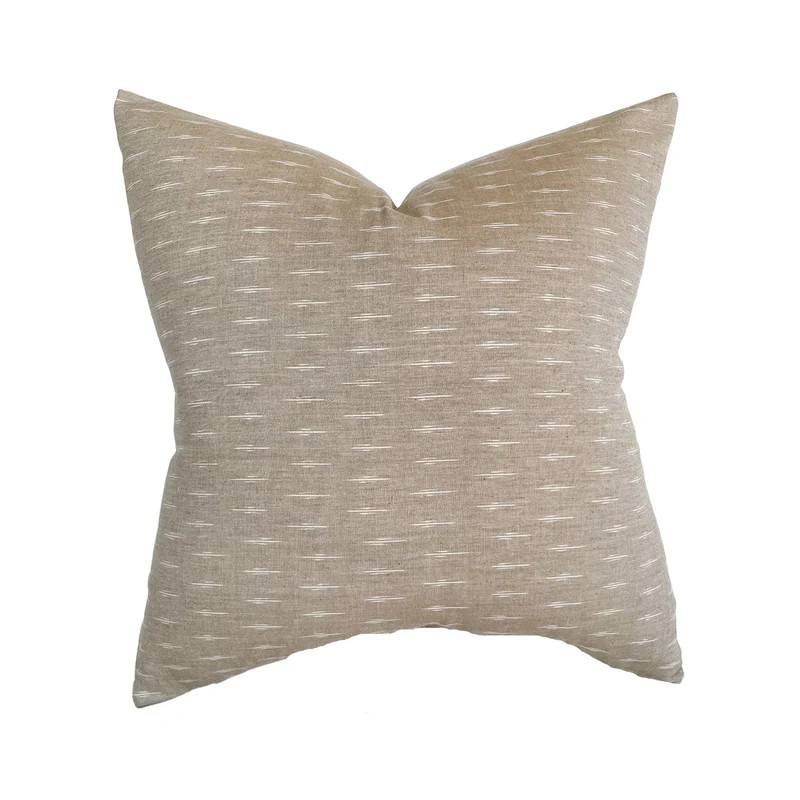 Rowan | Soft Brown Ikat Pillow Cover | Linen and James