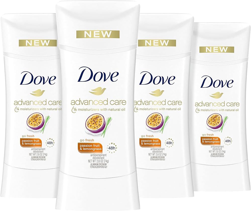 Dove Advanced Care Deodorant Passion Fruit + Lemongrass 4 Count for 48-Hour Sweat and Odor Protec... | Amazon (US)