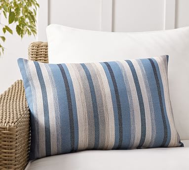 Sunbrella® Joel Striped Outdoor Lumbar Pillow | Pottery Barn (US)