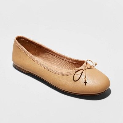 Women's Alyssa Faux Leather Bow Ballet Flats - A New Day™ | Target