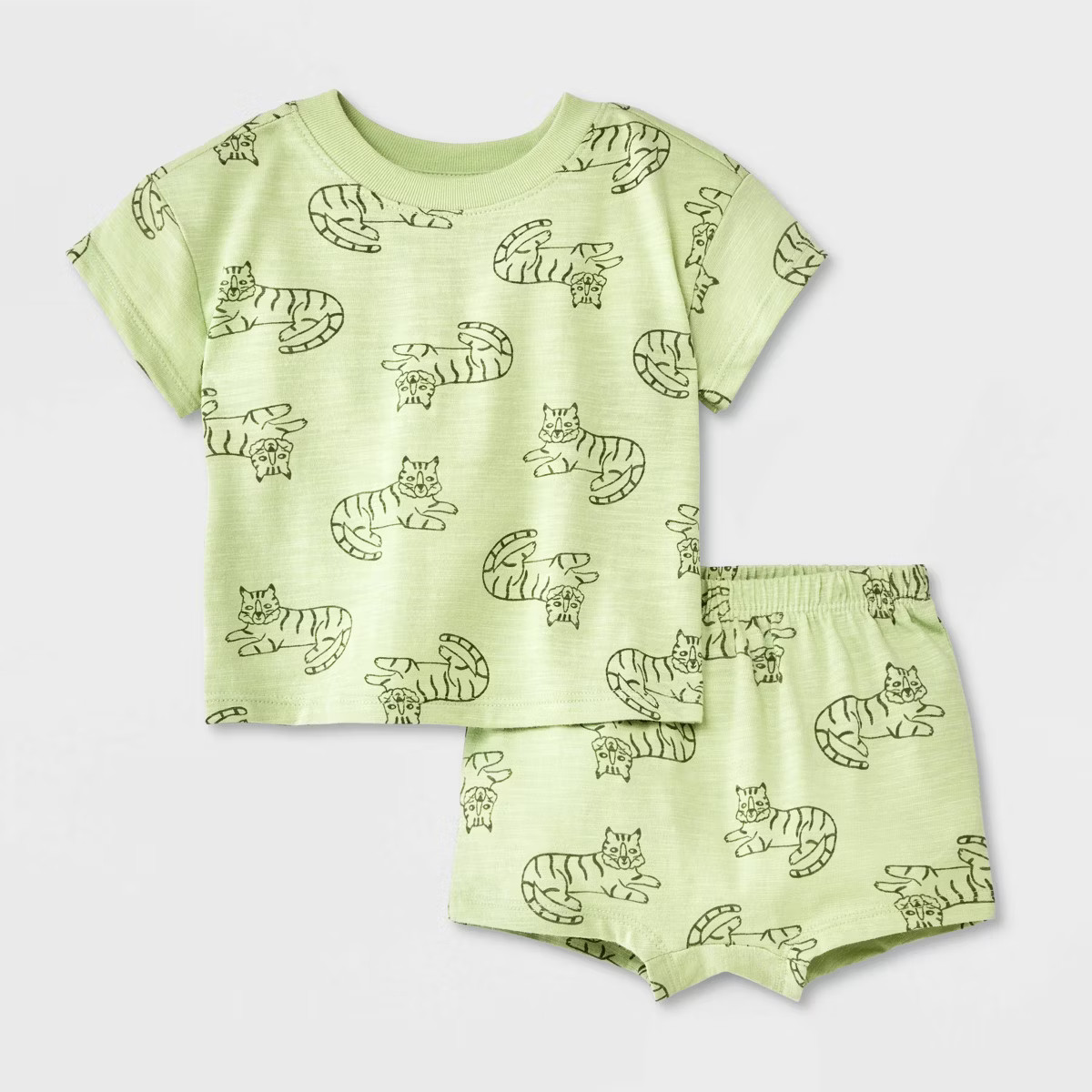 Baby Boys' Tiger Top & Bottom Set - Cat & Jack™ Green | Target
