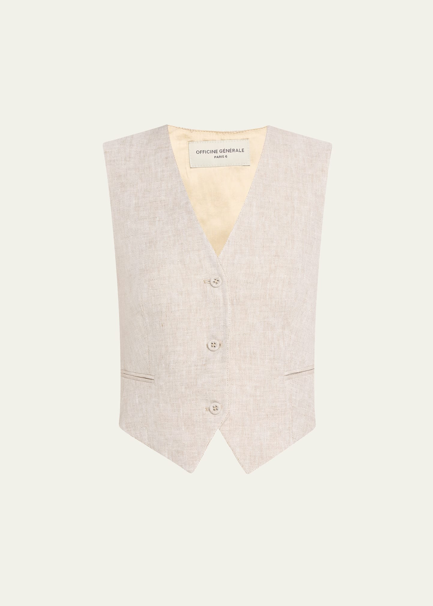Officine Generale Cleore Natural Linen Vest | Bergdorf Goodman