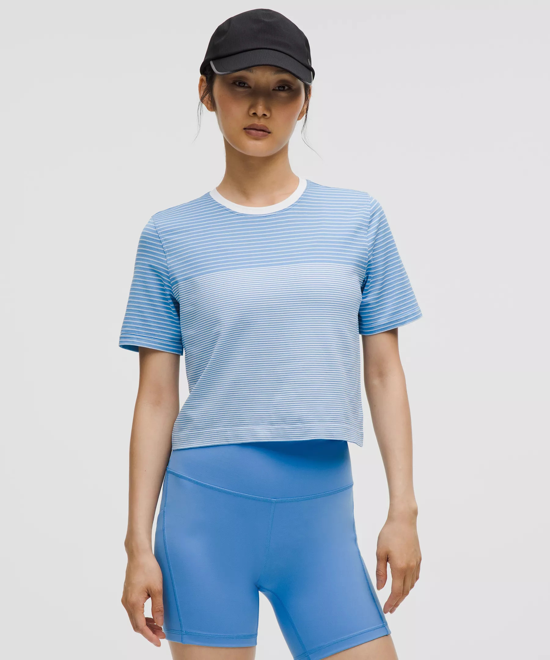 Seamless Classic-Fit Mariner Stripe Cropped T-Shirt | Lululemon (US)