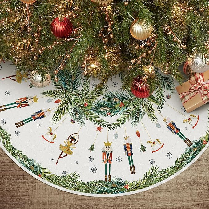 AVOIN colorlife Holly Nutcracker Christmas Tree Skirt 36 Inch, Winter Holiday Tree Mat Decoration | Amazon (US)