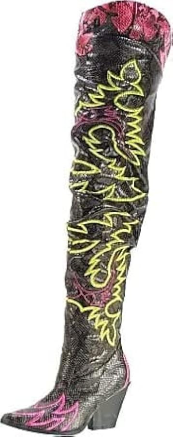 Cape Robbin | HILDA OVER THE KNEE THIGH HIGH CHUNKY LOW HEELED BOOTS-ANIMAL | Amazon (US)