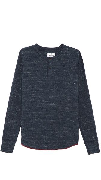 Reigning Champ Long Sleeve Henley - Heather Navy | East Dane