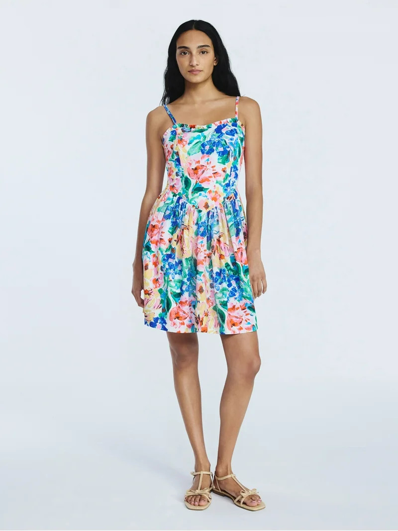 Free Assembly Women's Cotton Corset Mini Dress, Sizes XS-XXL | Walmart (US)