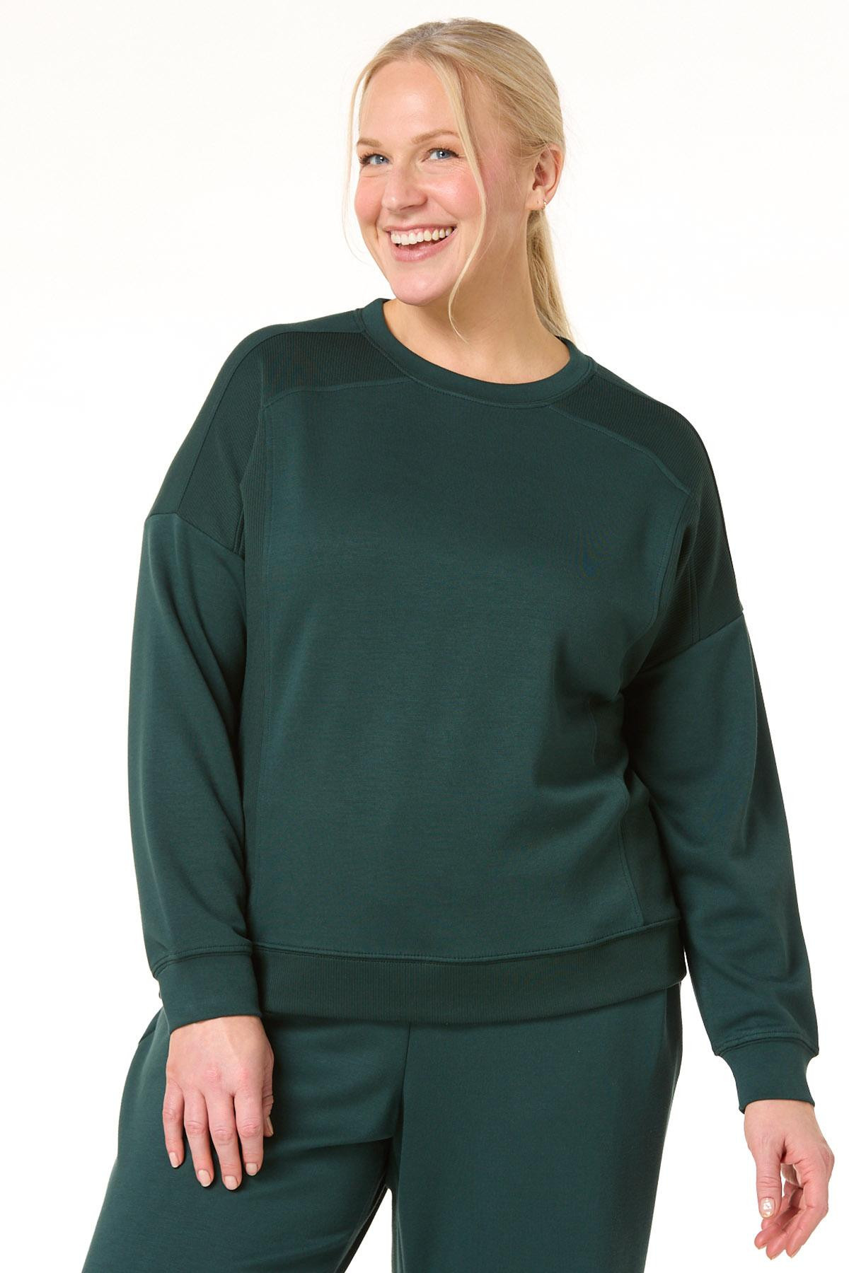 Plus Size Solid Green Sweatshirt - Green | Cato Fashions