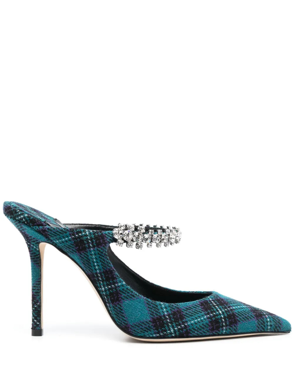 Jimmy Choo Bing 100mm Tartan Mules | Blue | FARFETCH CN | Farfetch (CN)
