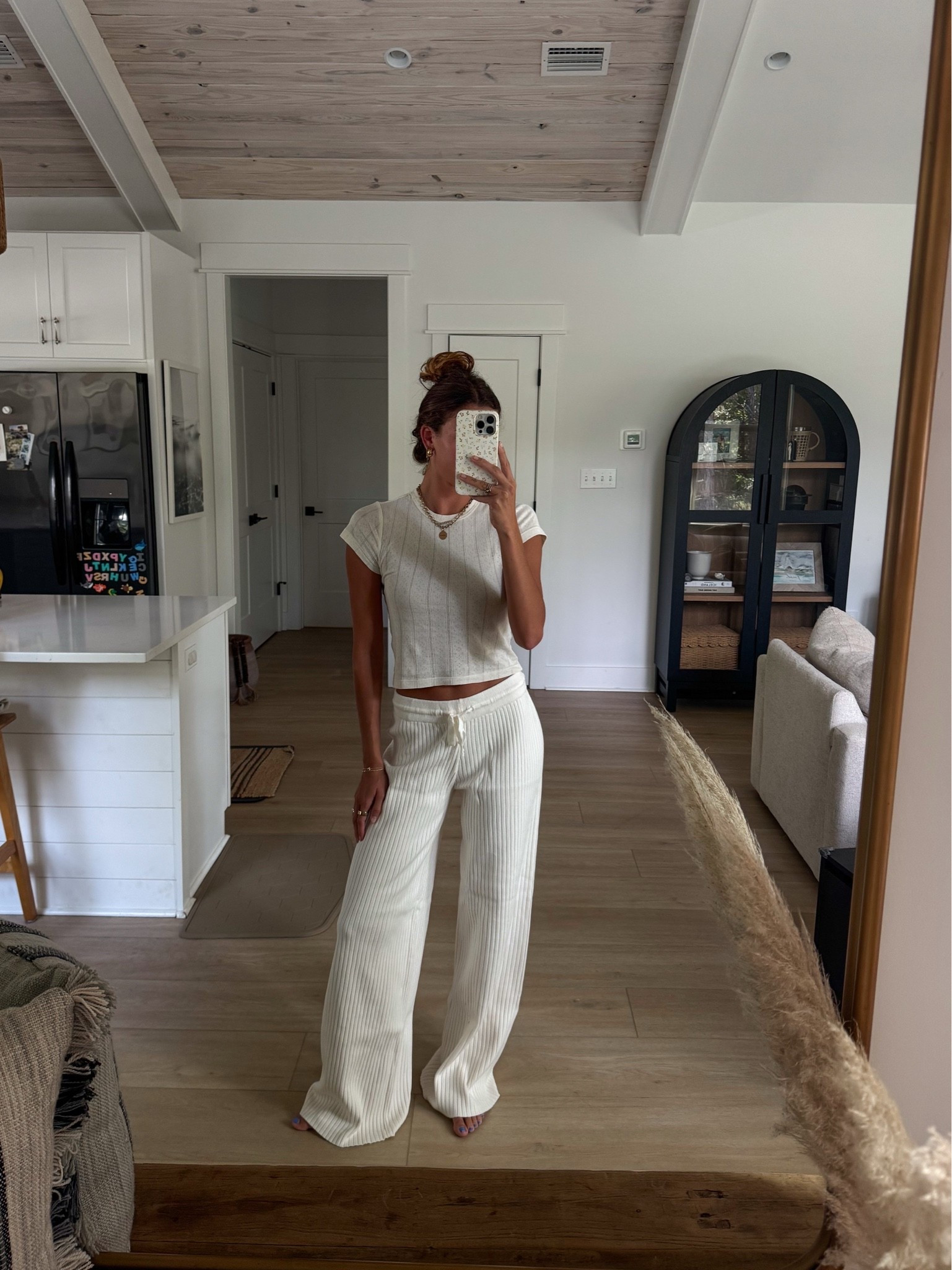 cozy fall/winter outfit🤍 wearing size S Pointelle top and S knit wide leg pants!

#LTKootd #LTKdayinmylife #LTKTravel