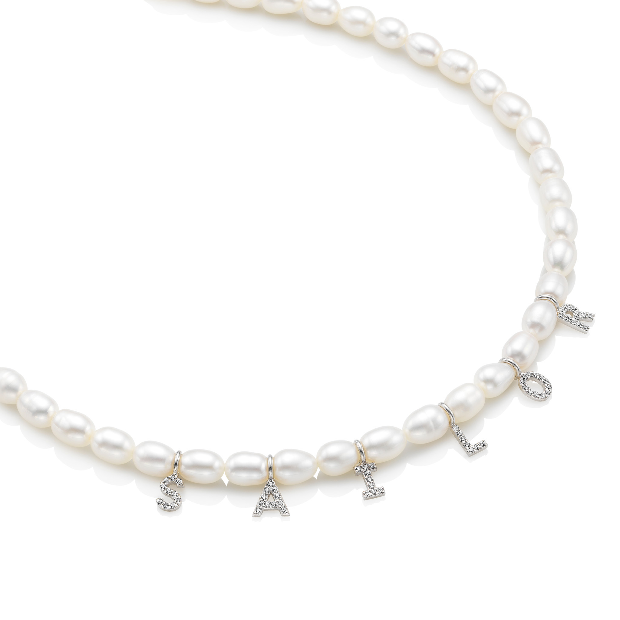 The Bespoke Pearl and Diamond Name Necklace | Heavenly London