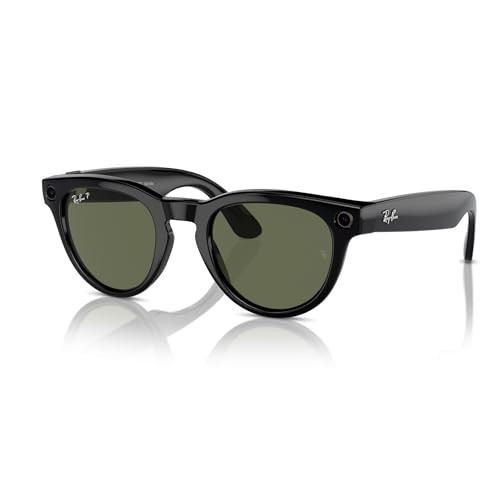 Meta Headliner Polarized Round Sunglasses, Shiny Black / G15 Green, Regular | Amazon (US)