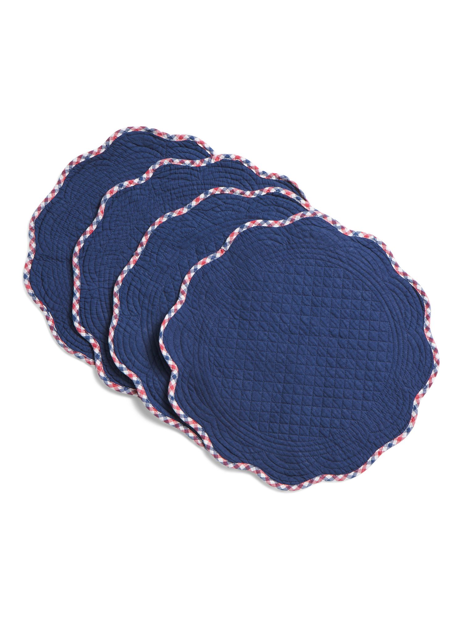 4pk 16in Round Reversible Gingham Placemats | TJ Maxx