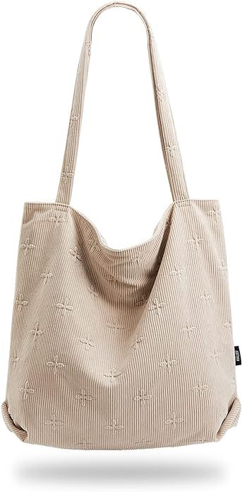 KALIDI Women Corduroy Tote Bag Zipper Casual Tote's Handbag Big Capacity Shoulder Bag with Pocket... | Amazon (US)