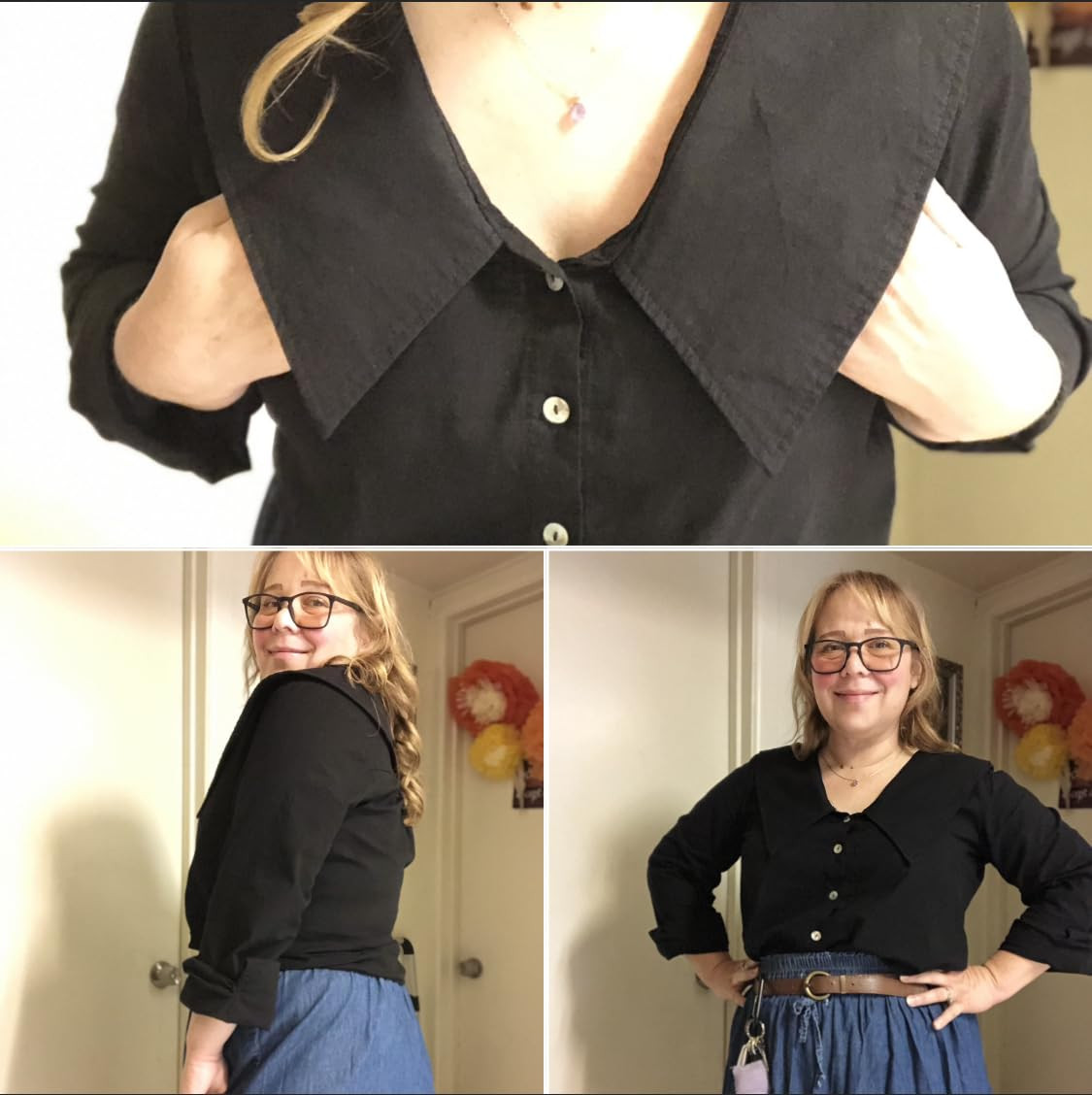 Daacee Women's Big Collar Cotton Linen Blouses Dressy Casual Long Sleeve V Neck Button Down Shirt... | Amazon (US)