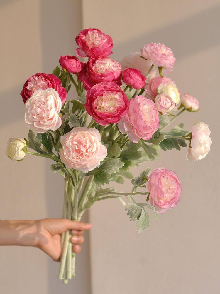 Silk Peonies Flowers Ranunculus Artificial Flowers 6pcs Spring Flowers Peony Bouquet for Home Dec... | Amazon (US)