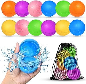 SOPPYCID 12Pcs Reusable Water Balloons, Pool Beach water Toys for Boys and Girls, Outdoor Summer ... | Amazon (US)