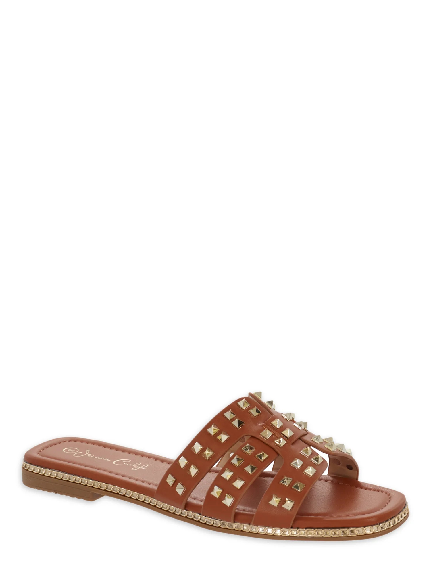 Jessica Carlyle Women's Sue Studded H-Band Flat Sandals | Walmart (US)