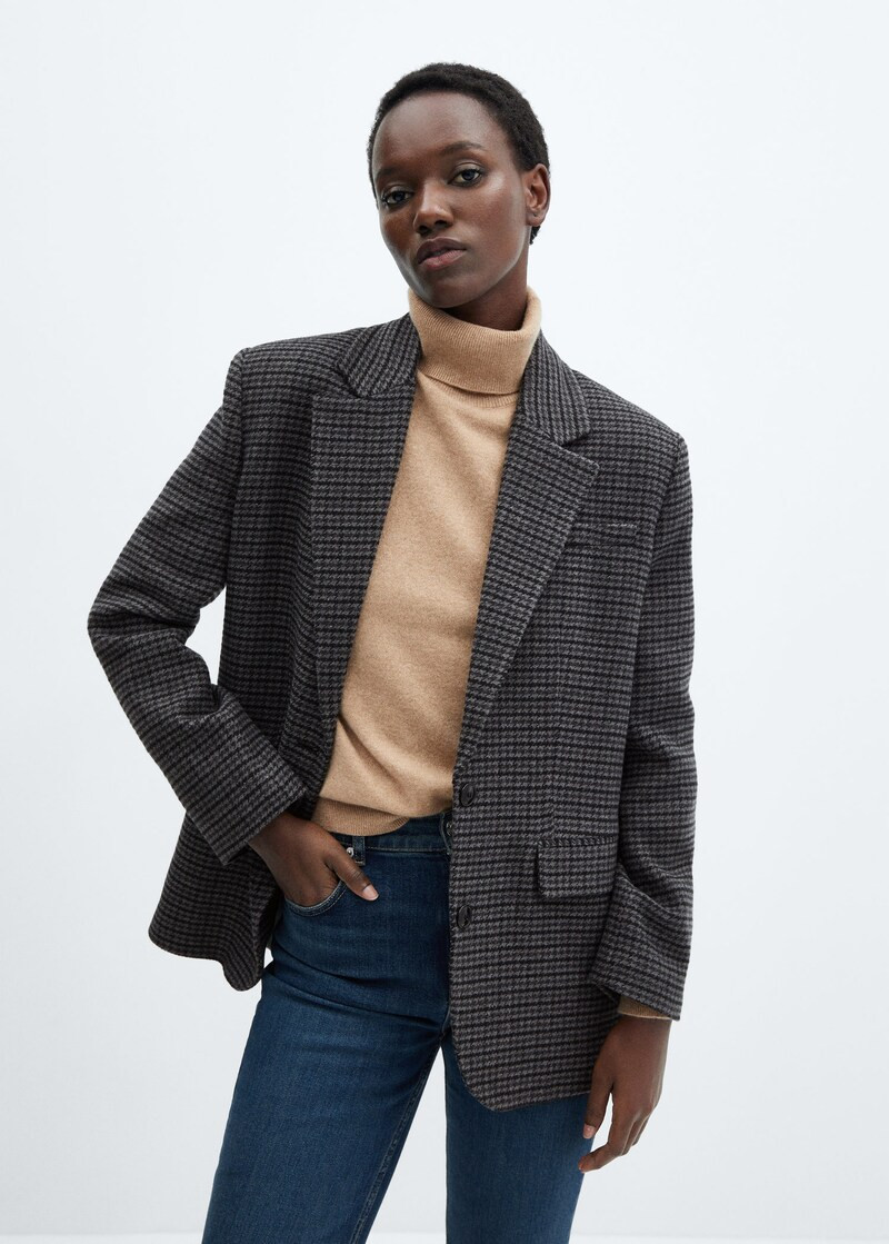 Houndstooth structured blazer -  Women | Mango USA | MANGO (US)