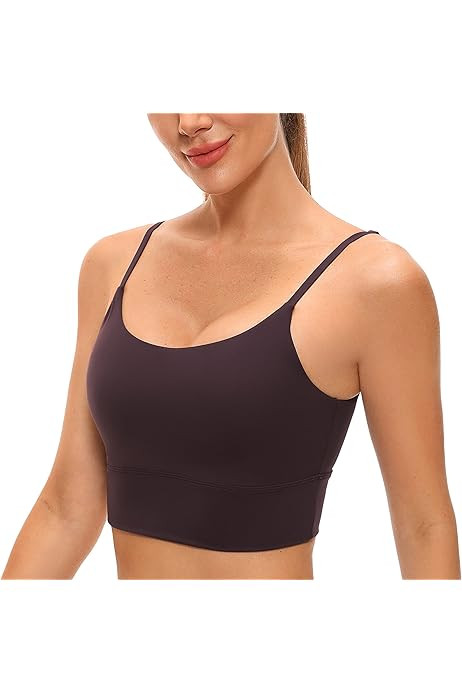 CRZ YOGA Women's Longline Yoga Bra Adjustable Straps Wirefree Padded Sports Bra Camisole Crop Tank T | Amazon (US)