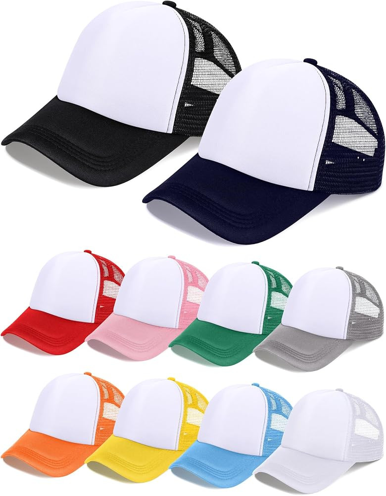 10 Pcs Sublimation Blank Trucker Hats Bulk Mesh Baseball Cap Polyester Mesh Trucker Hat for Men a... | Amazon (US)