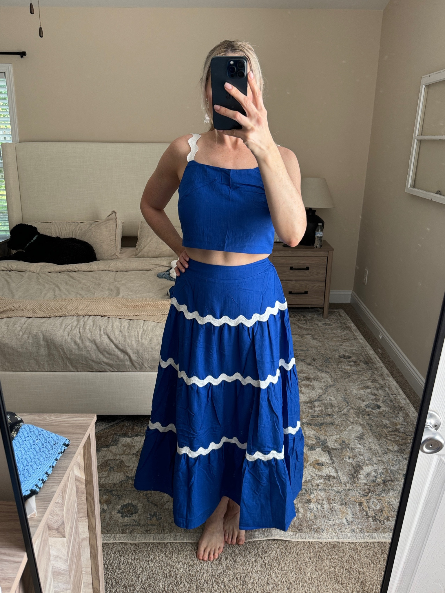 Blue 2 piece skirt and top 

#LTKfindsunder50