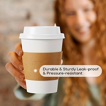 [50 Pack] 12 oz Paper Coffee Cups, Disposable Paper Coffee Cup with Lids, Sleeves, and Stirrers, ... | Amazon (US)