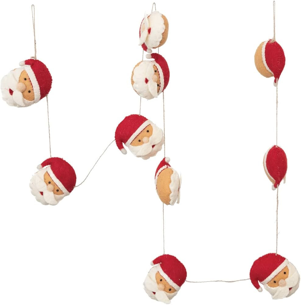 Jute and Wool Felt Santa Garland, Red and White | Amazon (US)