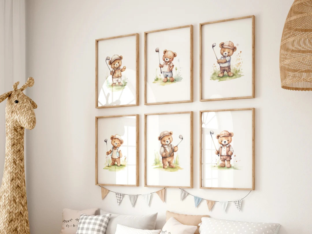 Golf Nursery Prints Set of 6 Prints Digital Print Golf Nursery Decor Golf Nursery Wall Art Sports... | Etsy (US)