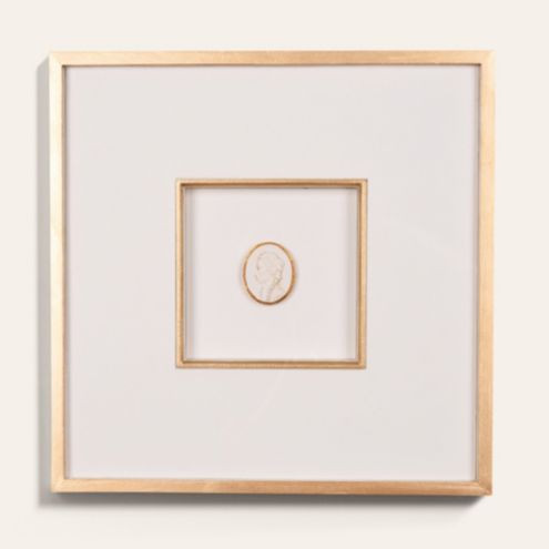 Vanda Intaglio Art: Oval Silhouette & Gold Wood Frame with Ivory Mat | Ballard Designs, Inc.