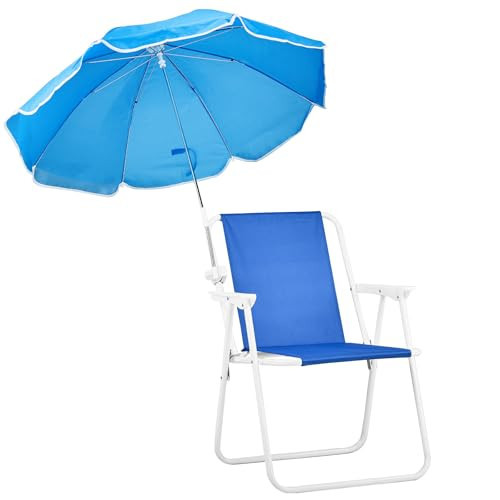 Beach Chair with Umbrella,Outdoor Folding Chair with 360°Canopy Shadefor Adults,Camping Chairs for Camping,Pool,Fishing (1PCSBlue) | Amazon (US)