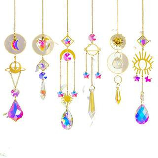 Sun Catcher 6-Piece Colorful Crystal Sun Catcher with Chain Pendant Jewelry for Window Home Indoor Outdoor Garden | The Home Depot
