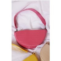 Pink Structured Curved Shoulder Bag | PrettyLittleThing CAN