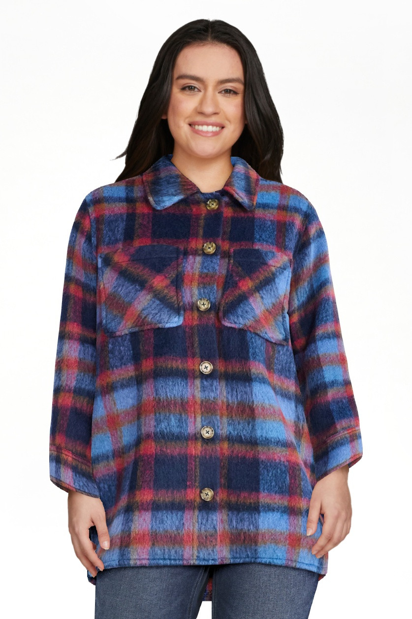 Time and Tru Women's Brushed Plaid Shacket, Sizes XS-XXXL | Walmart (US)