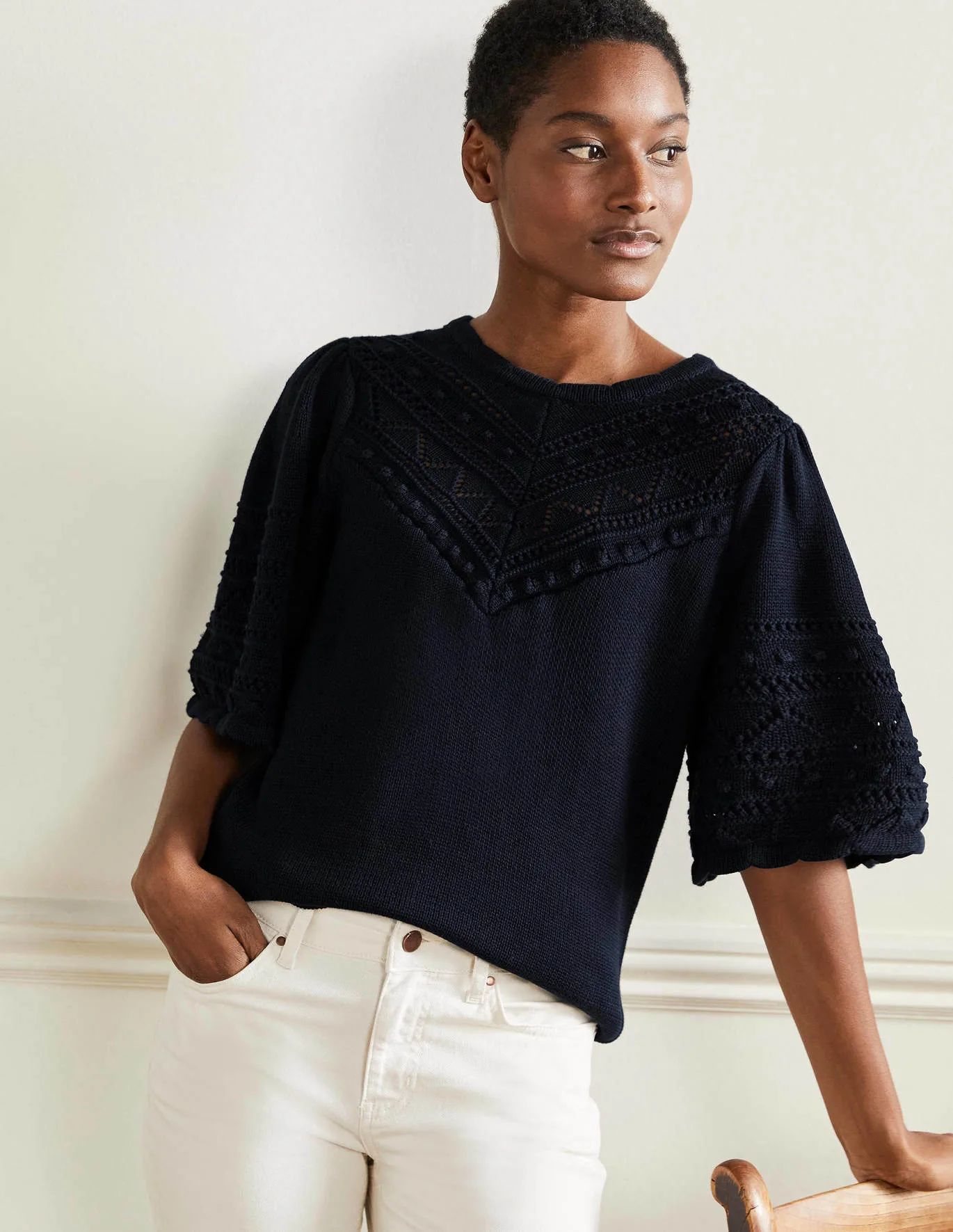 Wide Sleeve Crochet Jumper | Boden (UK & IE)