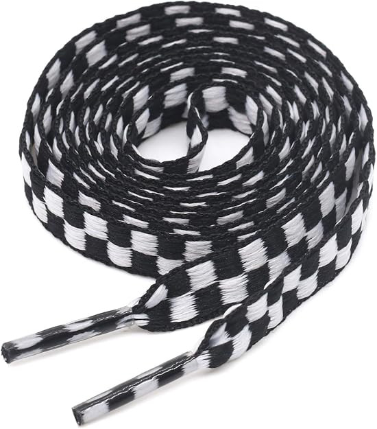 Flat Checkered Shoe Laces: Wide 5/16" Plaid Shoelaces for Sneakers | 1 Pair and 2 Pairs, 10mm Wid... | Amazon (US)