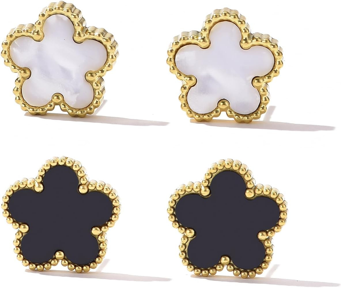 Clover Earrings for Women Stainless Steel Hypoallergenic Clover Stud Earrings | Amazon (US)