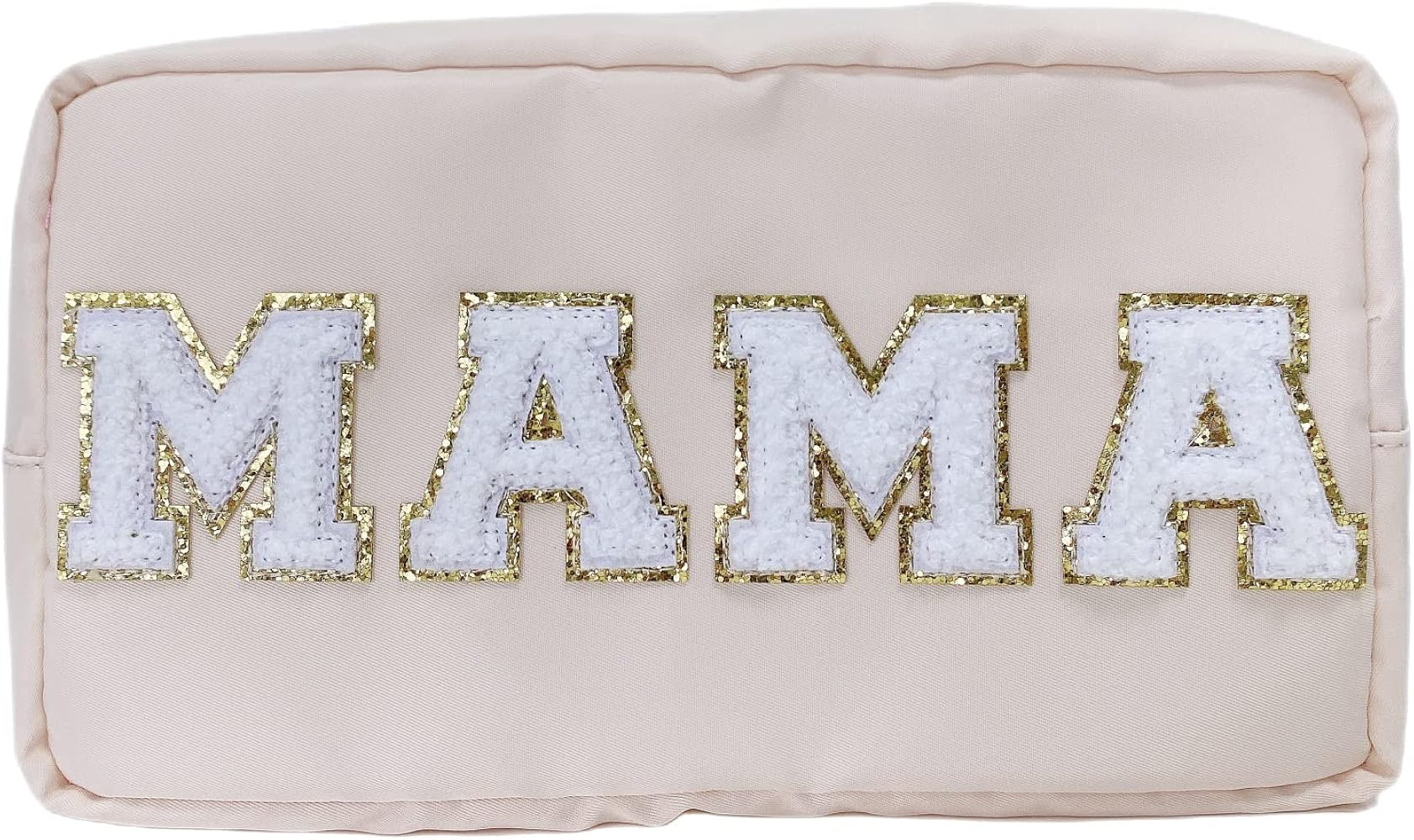 Chenille Letter Bag Mama Gift Makeup Bag Nylon Cosmetic Bag with Varsity Patch Makeup Pouch Bag G... | Amazon (US)