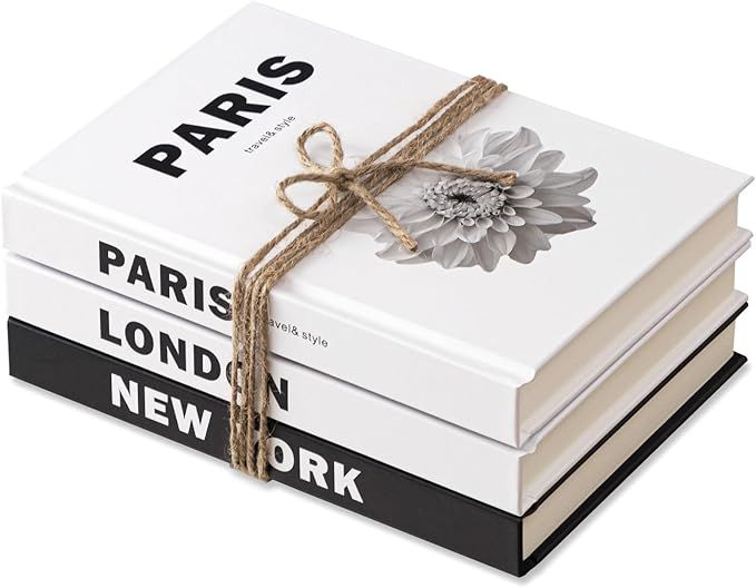 Sunolga Decorative Books 3 Pack Hardcover Modern Fashionable Books with Blank Pages for Tables an... | Amazon (US)