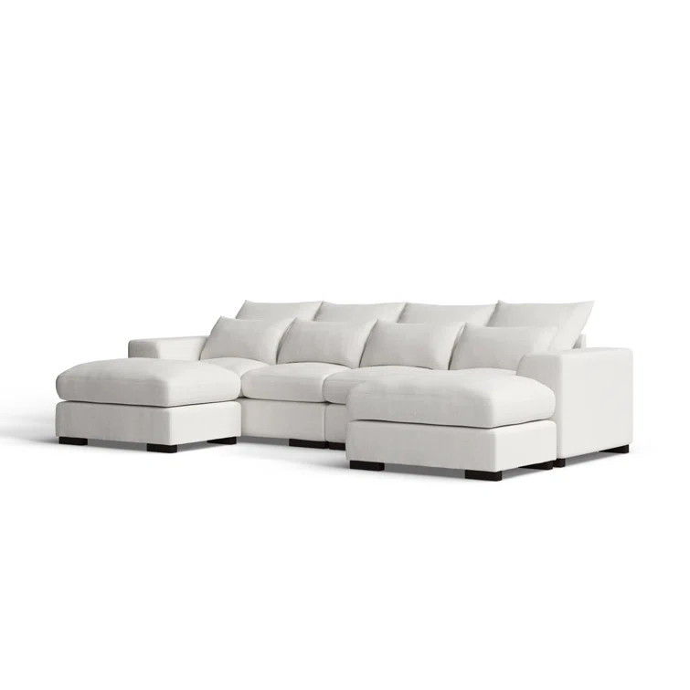 Tatman Linen Blend Sectional with 2 Ottomans | Wayfair North America