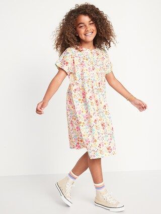 Short-Sleeve Printed Swing Jersey-Knit Dress for Girls | Old Navy (US)