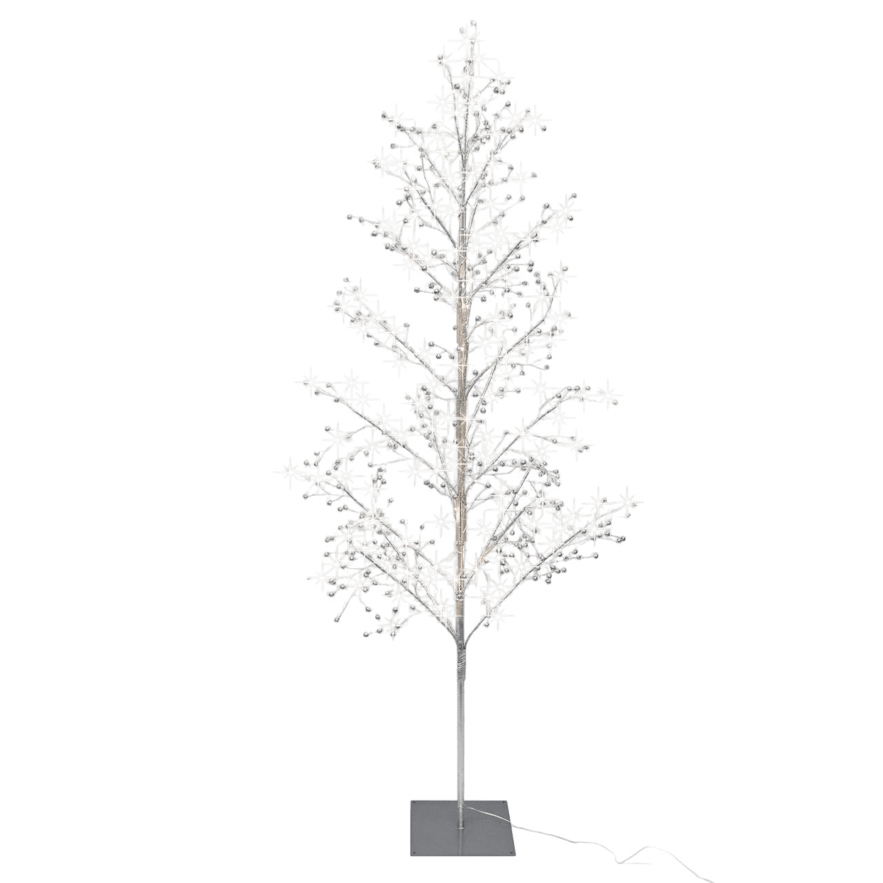 6ft Pre-Lit 210 Warm White Twinkling LED Beaded Tree, Silver Glitters, by Holiday Time | Walmart (US)
