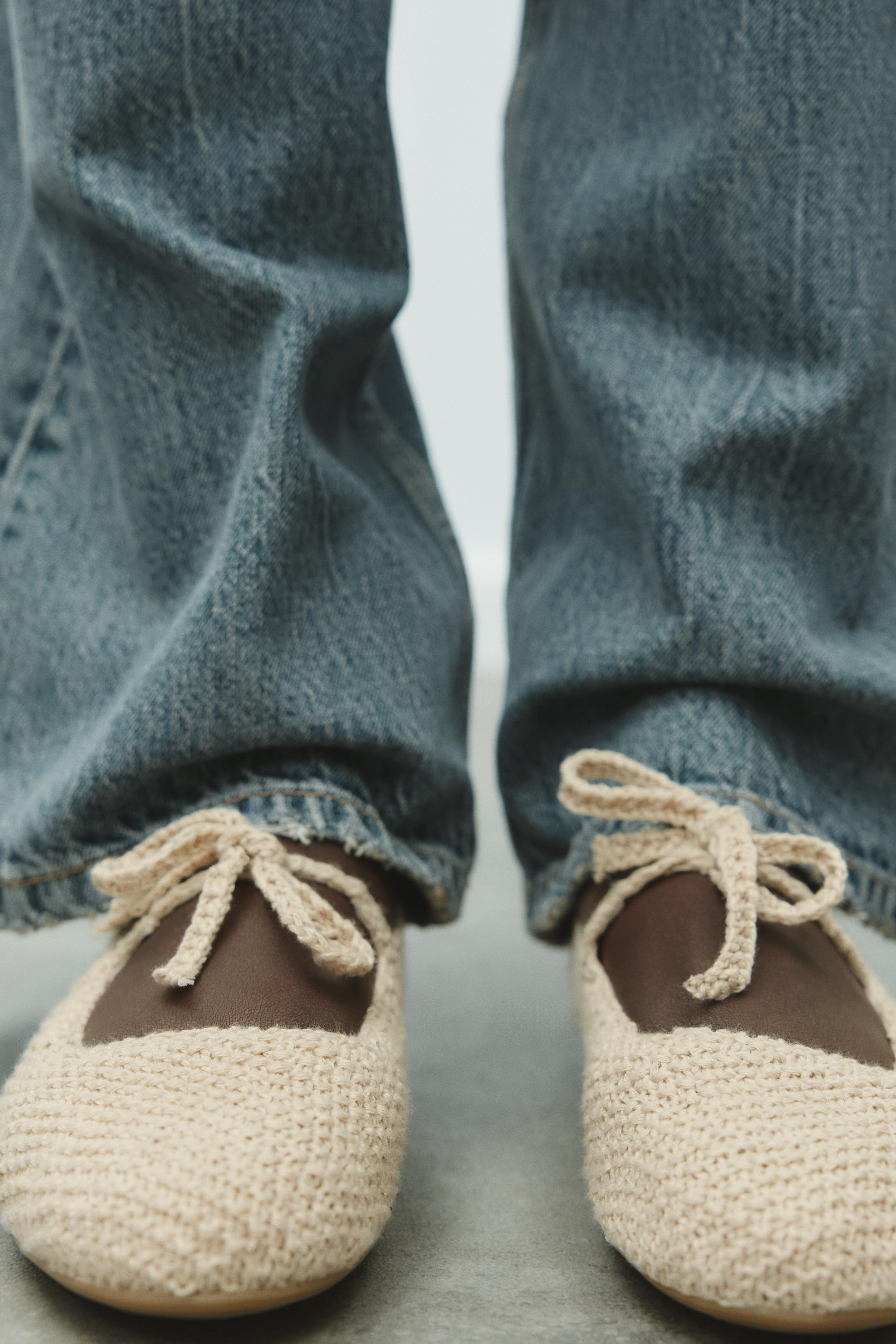 CROCHET BOW BALLET FLATS | Zara US