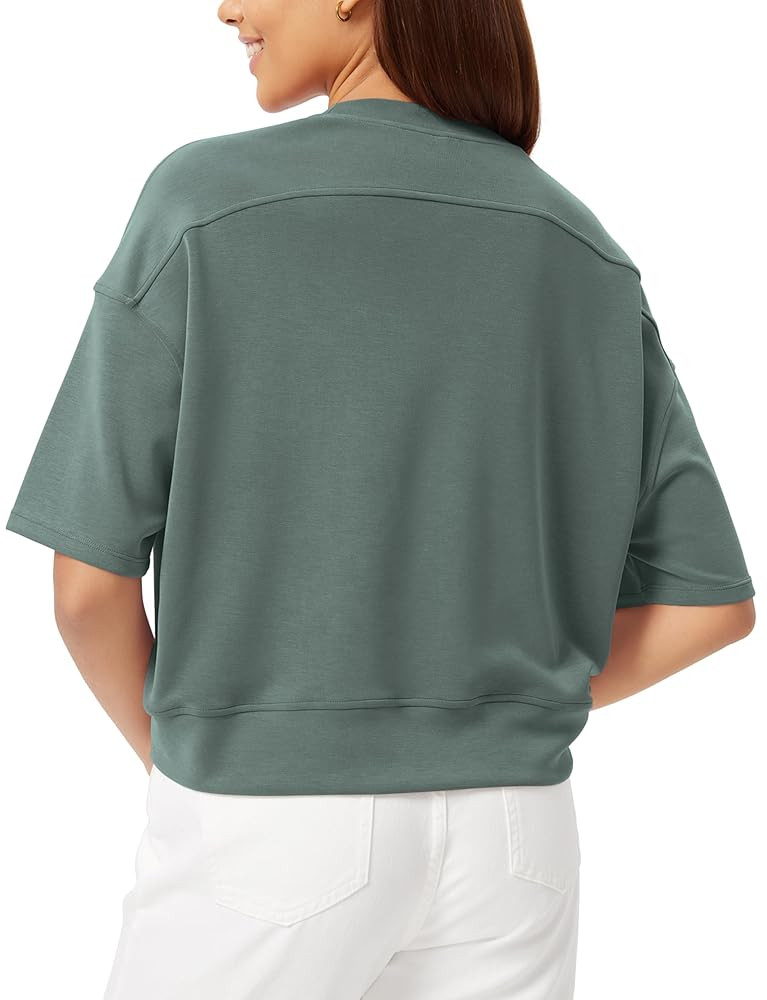 ODODOS Modal Soft Short Sleeve T-Shirts for Women Oversized Crew Neck Tee Relaxed Pullover Tops | Amazon (US)